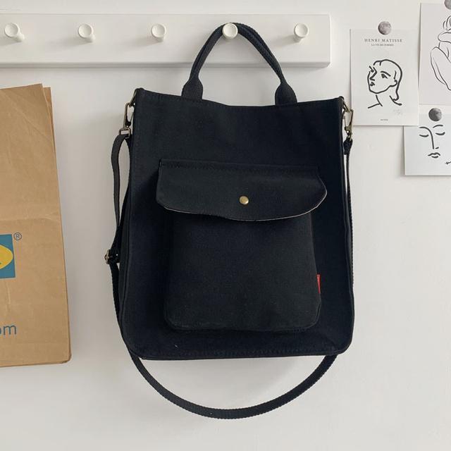 Bolsa de ombro de veludo feminina, sacola de compras vintage com zíper, bolsa de livros para estudantes, bolsa casual com bolso externo - SKILL-SELL