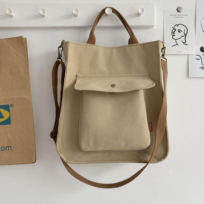 Corduroy Shoulder Bag Women Vintage Shopping Bags Zipper Girls Student Bookbag Handbags Casual Tote With Outside Pocket - SKILL-SELL