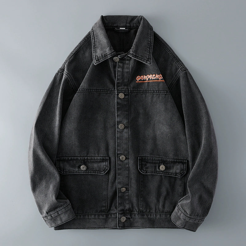 Fashion-Black Spring and Autumn Export Denim Jacket - SKILL-SELL