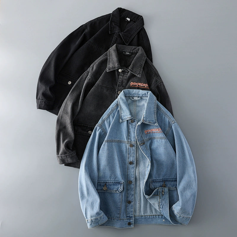 Fashion-Black Spring and Autumn Export Denim Jacket - SKILL-SELL