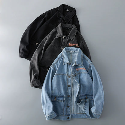 Fashion-Black Spring and Autumn Export Denim Jacket - SKILL-SELL