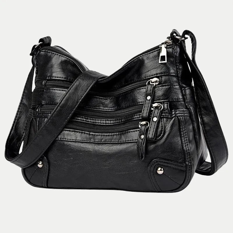Bolsa de ombro feminina de couro macio, de alta qualidade, multicamadas, vintage, crossbody, designer de luxo, bolsa e bolsa feminina - SKILL-SELL