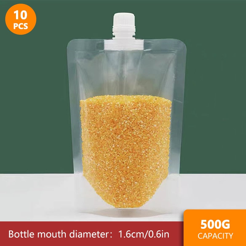 Saco de armazenamento de grãos transparente 10 pçs Saco de vedação de cereais Saco de bebida à prova de umidade Saco de embalagem à prova de mofo com alça - SKILL-SELL
