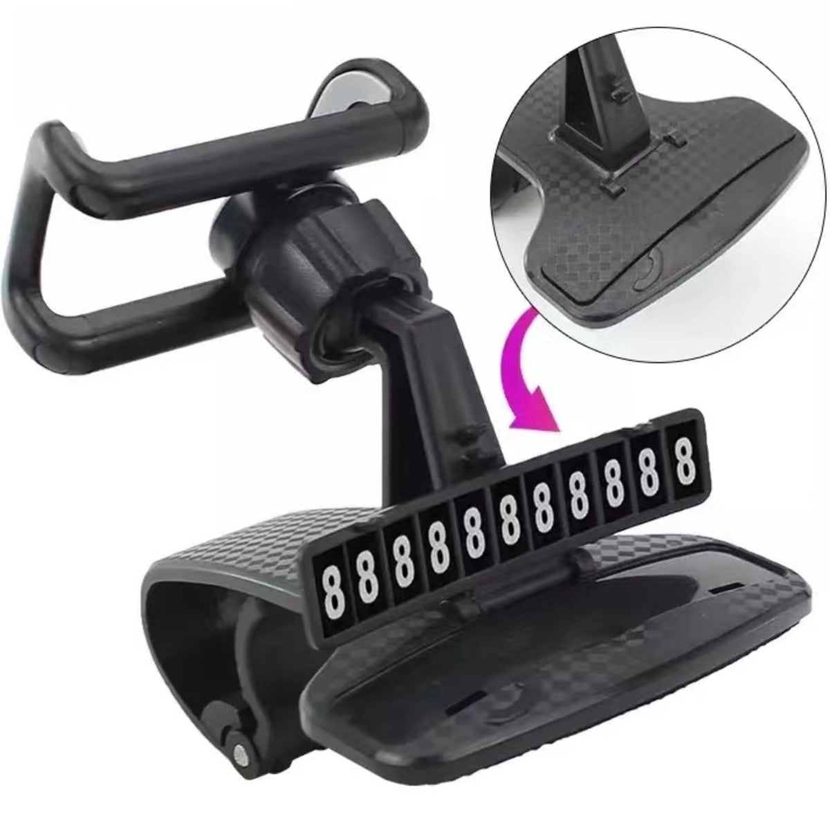 Suporte de telefone de painel de carro 360 ajustável com GPS e número de estacionamento oculto - SKILL-SELL