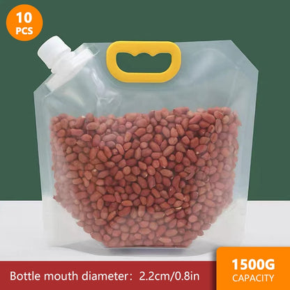 Saco de armazenamento de grãos transparente 10 pçs Saco de vedação de cereais Saco de bebida à prova de umidade Saco de embalagem à prova de mofo com alça - SKILL-SELL