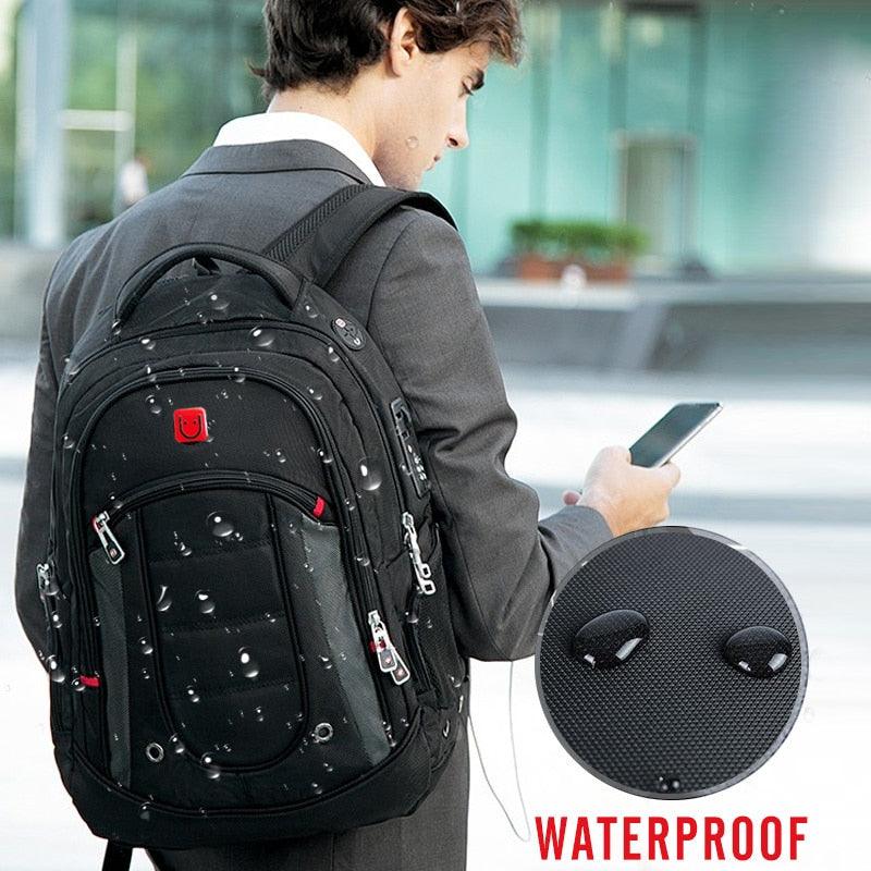 Mochila para laptop impermeável de 15,6 polegadas masculina com carregamento USB - SKILL-SELL