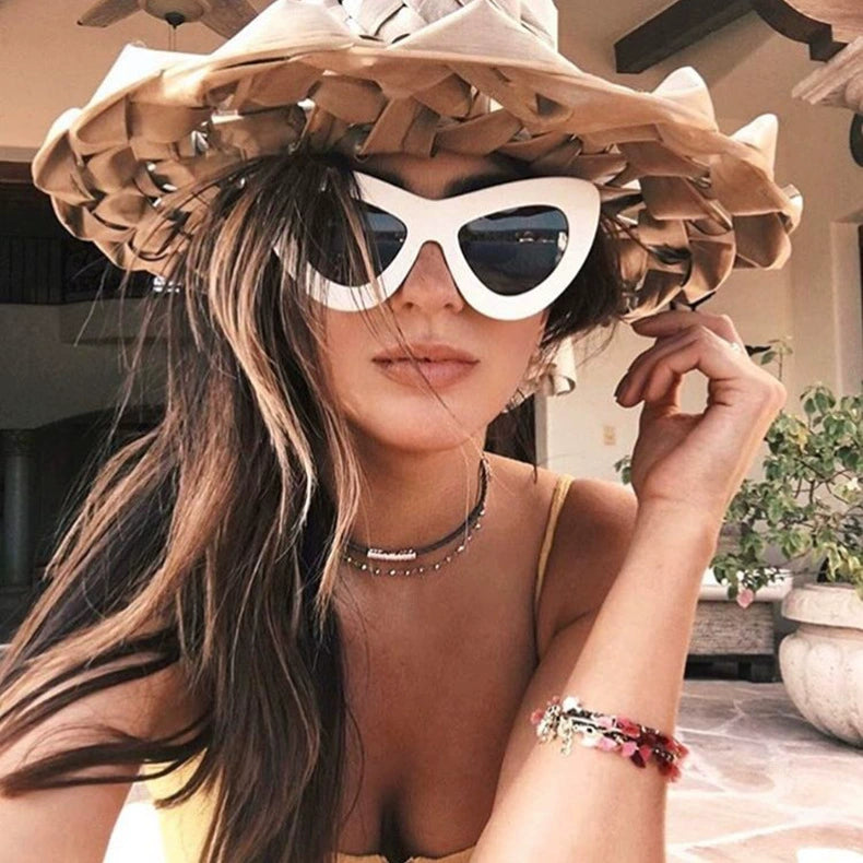 European and American New Retro Cat Eye Sunglasses Fashion Rainbow Color Butterfly Frame Sunglasses Trend All-Match Sunglasses - SKILL-SELL