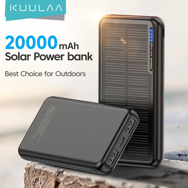 KUULAA 20000mAh Solar Power Bank Fast Charging External Battery Outdoor Portable Phone Charger For Xiaomi iPhone 14 13 12 11 Pro - SKILL-SELL