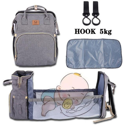 Bolsa de fraldas de bebê mochila X cama e bolsa de fraldas e utensílios. - SKILL-SELL