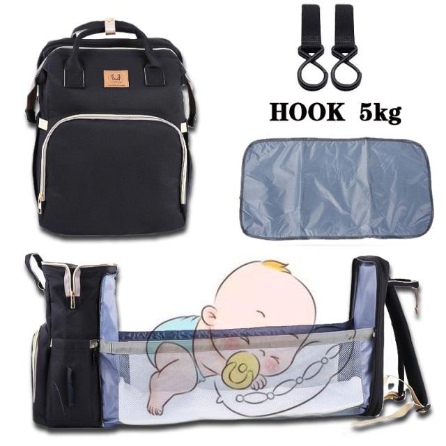 Bolsa de fraldas de bebê mochila X cama e bolsa de fraldas e utensílios. - SKILL-SELL